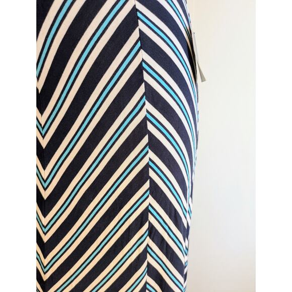 Falls Creek Maxi Skirt Small Chevron Striped Blue White Jersey Knit Boho NEW - Picture 5 of 9